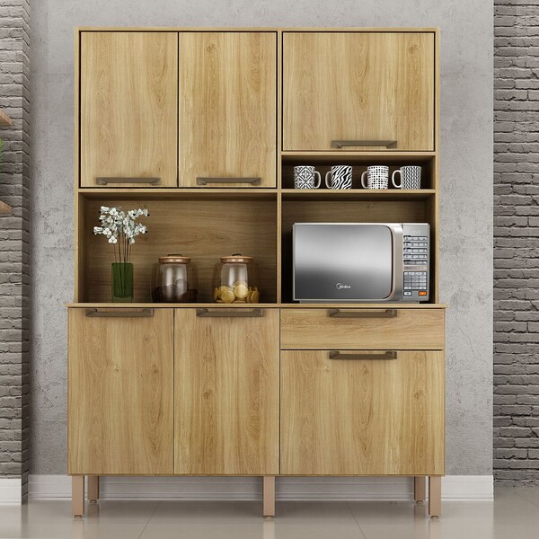 Cozinha Compacta Siena 6 Portas 1 Gaveta Carvalho - Sallêto M