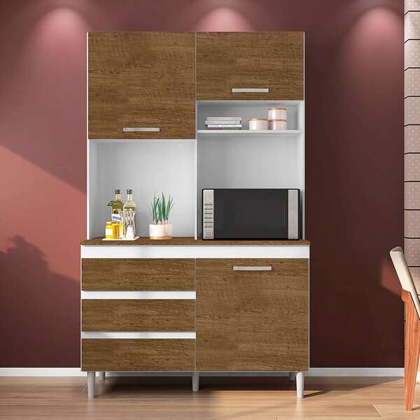 Cozinha Compacta Smart 3 Pt 3 Gv Branca E Marrom