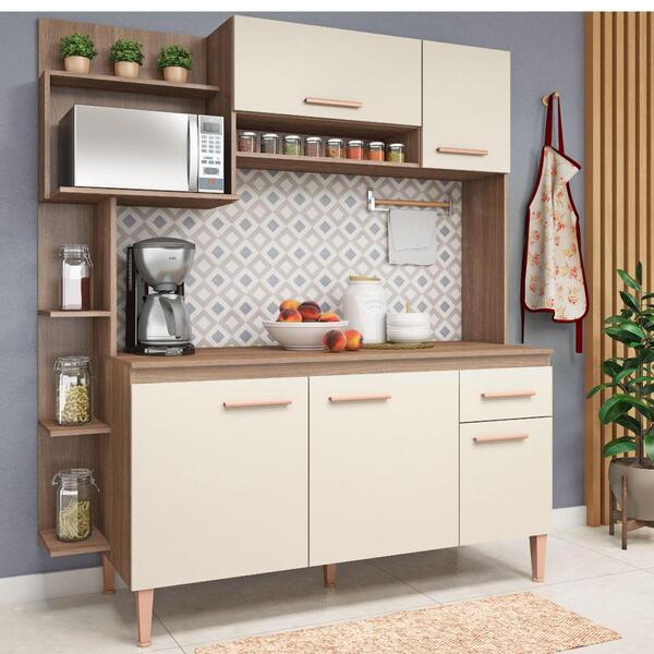 Cozinha Compacta Sofia Com 5 Portas E Tampo - Teka/champagne