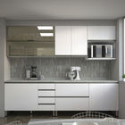 Cozinha Compacta 7 Módulos com 5 Gavetas, Armário Aéreo, Nicho e Balcão 2,6m MDF Spring Pérola Reflecta Luciane