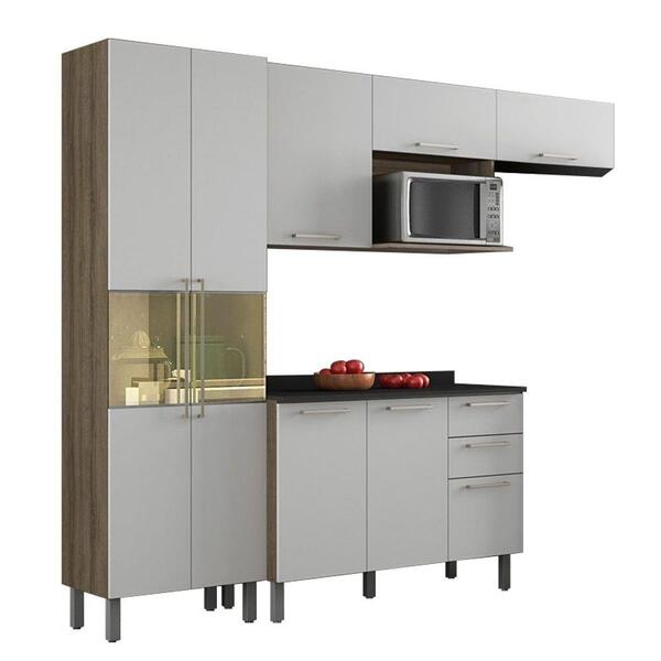 Cozinha Compacta Star 8 Pt 1 Gv Castanho E Branca