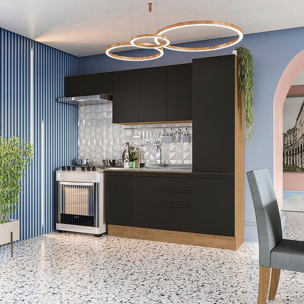 Cozinha Compacta Suprema Freijó/preto Fosco 4 Peças