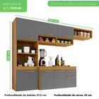 Cozinha Compacta Suspensa 6 Portas 2 Gavetas Liz Cinamomo/gra