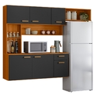 Cozinha Compacta Suspensa Manu 6 Portas Freijó Grafite Poliman