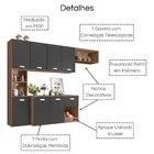 Cozinha Compacta Suspensa Mila 7 Portas 180 Cm Carvalho Grafi