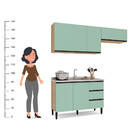 Cozinha Compacta Talharim 6 Portas 3 Gavetas Mel/verde Bellag