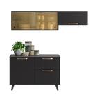 Cozinha Compacta Thela Emília 5 Portas 1 Gaveta Preto - Telas