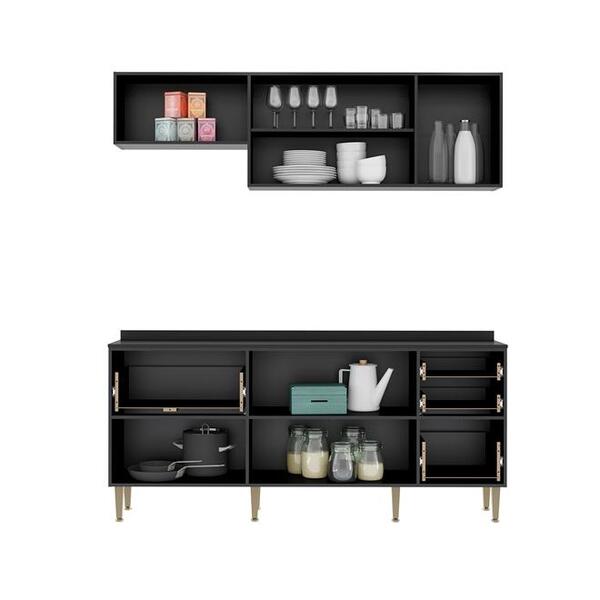 Cozinha Compacta Trevalla Móveis New Paris 8 Portas 3 Gavetas