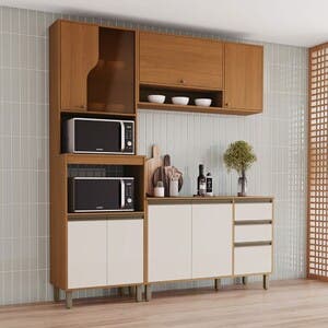 Reflecta Cozinha Compacta Venaly 9 Portas 2 Gavetas Com Vidro Reflecta Cec281 ...