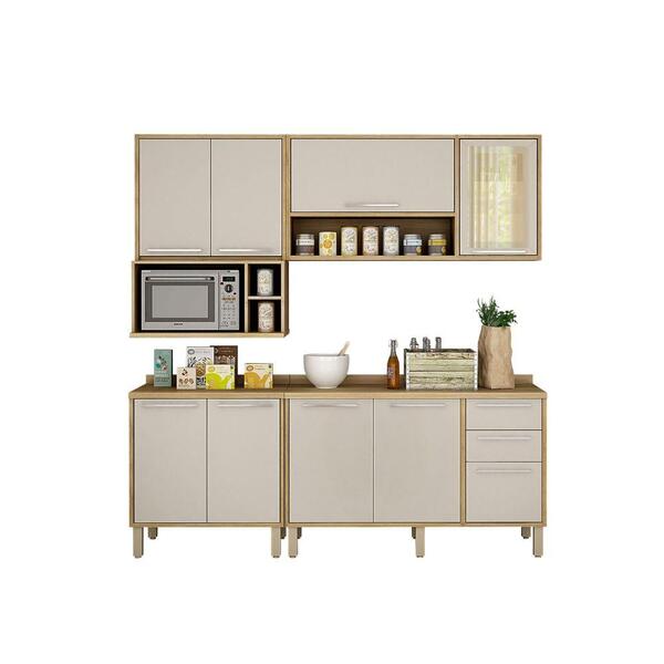 Cozinha Compacta Viena 01 Sallêto Carvalho Off White