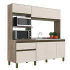 Cozinha Compacta Vitória New 6 Portas 1 Gaveta Carvalho/off W