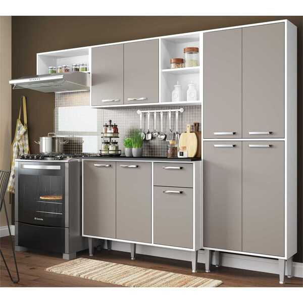 Cozinha Compacta Xangai 9 Portas Multimóveis Branco/laca Fumê