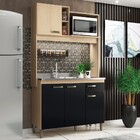 Cozinha Compacta Yara 4 Portas 1 Gaveta Carvalho/preto - Móve