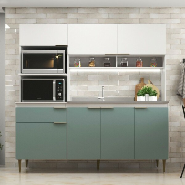 Cozinha Compacta Zafira 7 Portas 1 Gaveta Branco/grey - Deibe