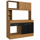 Cozinha Compacta Zeta 4 Portas 1 Gaveta Naturalle/preto Fosco