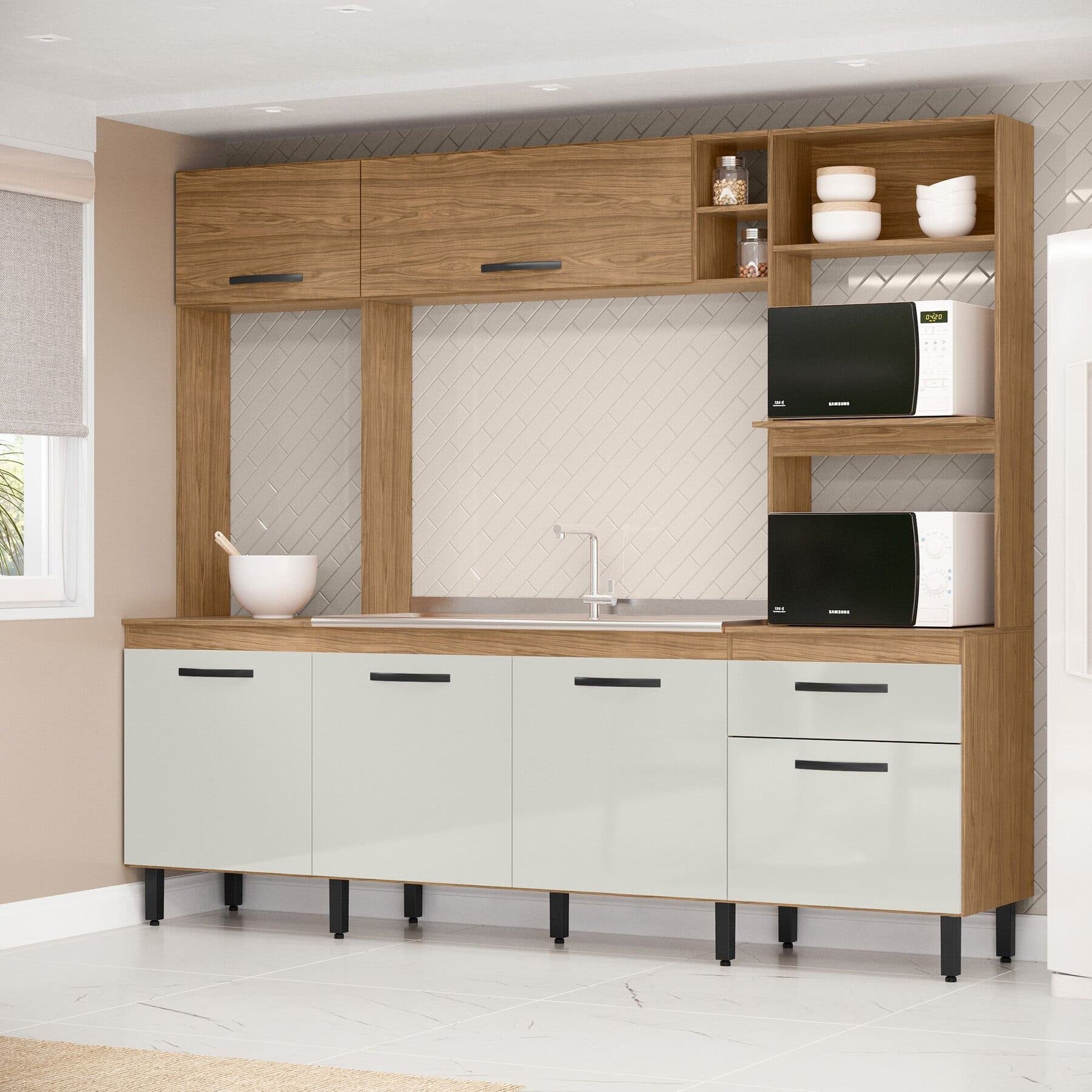 Cozinha Compacta Zoe 6 Portas E 1 Gaveta Freijó/jade | Leroy Merlin