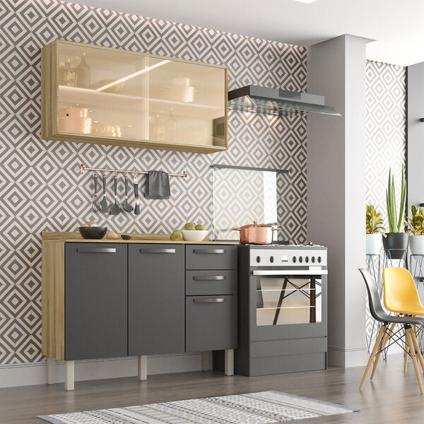 Cozinha Completa 05 Portas E 02 Gavetas Com Vidro Dani Carval