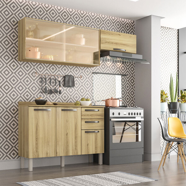 Cozinha Completa 06 Portas E 02 Gavetas Com Vidro Dani Carval