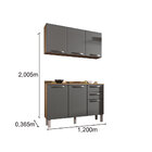 Cozinha Completa 06 Portas E 02 Gavetas Dani Carvalho/grafite