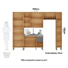 Cozinha Completa 100% Mdf 300cm 5 Peças Sem Tampo Com Vidro R