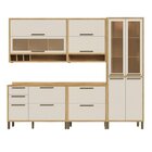 Cozinha Completa 100% Mdf 5 Peças 11 Portas 4 Gavetas E Vidro