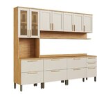 Cozinha Completa 100% Mdf 5 Peças 13 Portas 3 Gavetas E Vidro