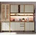 Cozinha Completa 100% Mdf 5 Peças 13 Portas Com Vidro E Tampo
