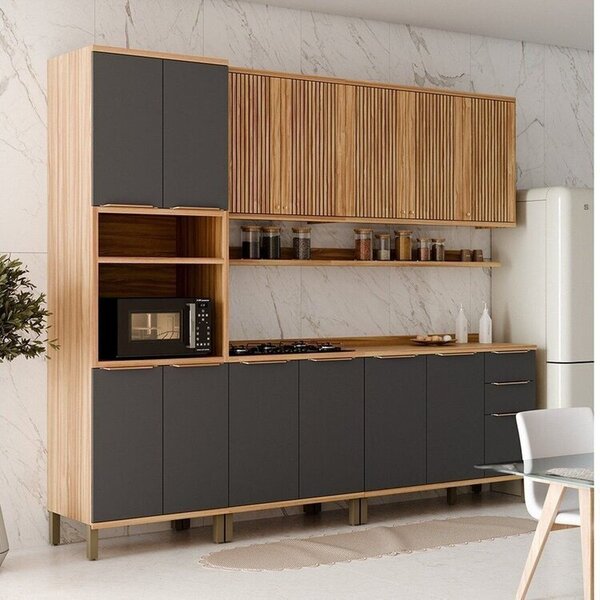 Cozinha Completa 100% Mdf 5 Peças Com 13 Portas E Prateleiras