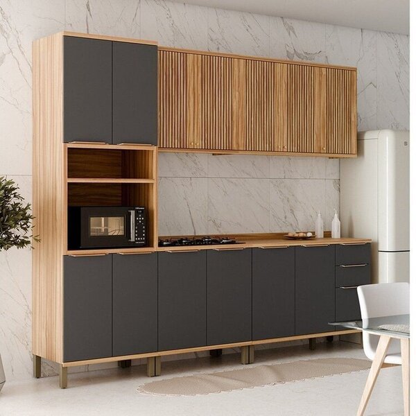 Cozinha Completa 100% Mdf 5 Peças Com 13 Portas E Tampo 270cm