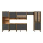 Cozinha Completa 100% Mdf 7 Peças 14 Portas 6 Gavetas E Vidro