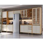 Cozinha Completa 100% Mdf 7 Peças 16 Portas Com Vidro E Tampo
