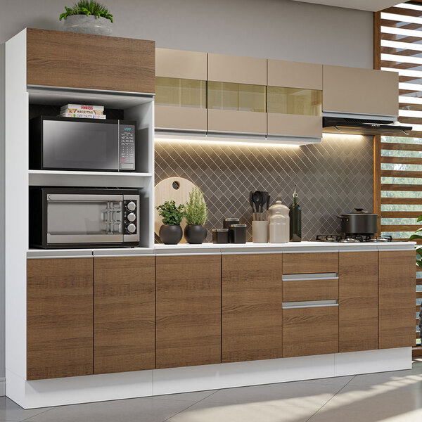 Cozinha Completa 100% Mdf Madesa Smart 250 Cm Modulada Com Ba