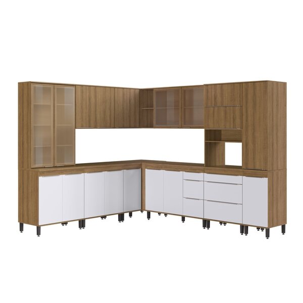 Cozinha Completa 10 Peças Com Cristaleira E Aéreo Com Vidros