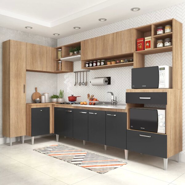 Cozinha Completa 11 Portas 1 Gaveta Sem Tampo Inova  Carvalho