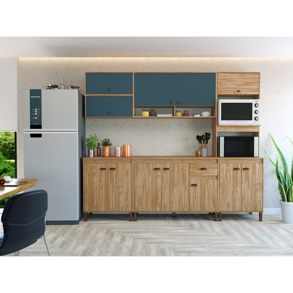 Cozinha Completa 12 Portas 1 Gaveta Mb 9002 Torino Mel/petról