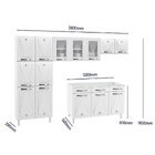 Cozinha Completa 14 Portas 2 Gavetas 3 Vidros Star New  Branco