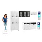 Cozinha Completa 14 Portas 2 Gavetas 3 Vidros Star New  Preto