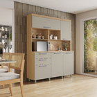 Cozinha Completa 7 Portas 2 Gavetas 160x205x45cm Madeira Nature e Greige Nobreza Nesher