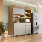 Cozinha Completa 6 Portas 3 Gavetas 160x205x45cm Madeira Carvalho e Greige Realeza Nesher