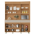 Cozinha Completa 6 Portas 3 Gavetas 160x205x45cm Madeira Carvalho e Greige Realeza Nesher