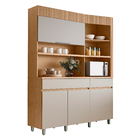 Cozinha Completa 6 Portas 3 Gavetas 160x205x45cm Madeira Carvalho e Greige Realeza Nesher
