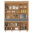 Cozinha Completa 6 Portas 3 Gavetas 160x205x45cm Madeira Carvalho e Titânio Realeza Nesher