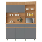 Cozinha Completa 6 Portas 3 Gavetas 160x205x45cm Madeira Carvalho e Titânio Realeza Nesher