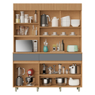Cozinha Completa 6 Portas 3 Gavetas 160x205x45cm Madeira Carvalho e Titânio Realeza Nesher