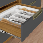 Cozinha Completa com Bancada Torre e Armário Aéreo 2,68m MDF Freijó e Grafite Turquesa Nesher