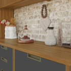 Cozinha Completa com Bancada Torre e Armário Aéreo 2,68m MDF Freijó e Grafite Turquesa Nesher