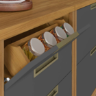 Cozinha Completa com Bancada Torre e Armário Aéreo 2,68m MDF Freijó e Grafite Turquesa Nesher