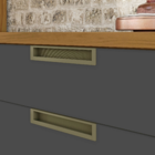 Cozinha Completa com Bancada Torre e Armário Aéreo 2,68m MDF Freijó e Grafite Turquesa Nesher