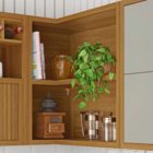 Cozinha Completa com Bancadas Torre e Armário Aéreo 2,68m MDF Freijó e Off White Turquesa Nesher