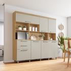 Cozinha Completa 7 Portas 2 Gavetas 210x200x45cm Madeira Carvalho e Greige Nobreza Nesher